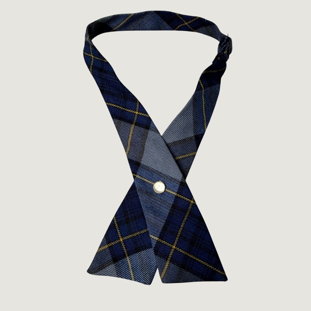 Lands End Blue Plaid Cross Tie School Uniform Adjustable OS 442162 Preppy School